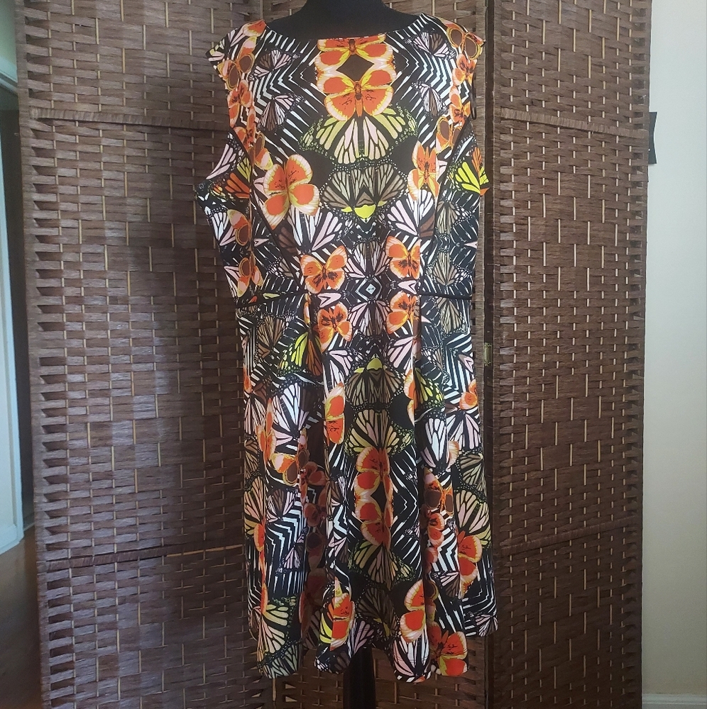 Dress Barn Butterfly Print Dress, Size 20